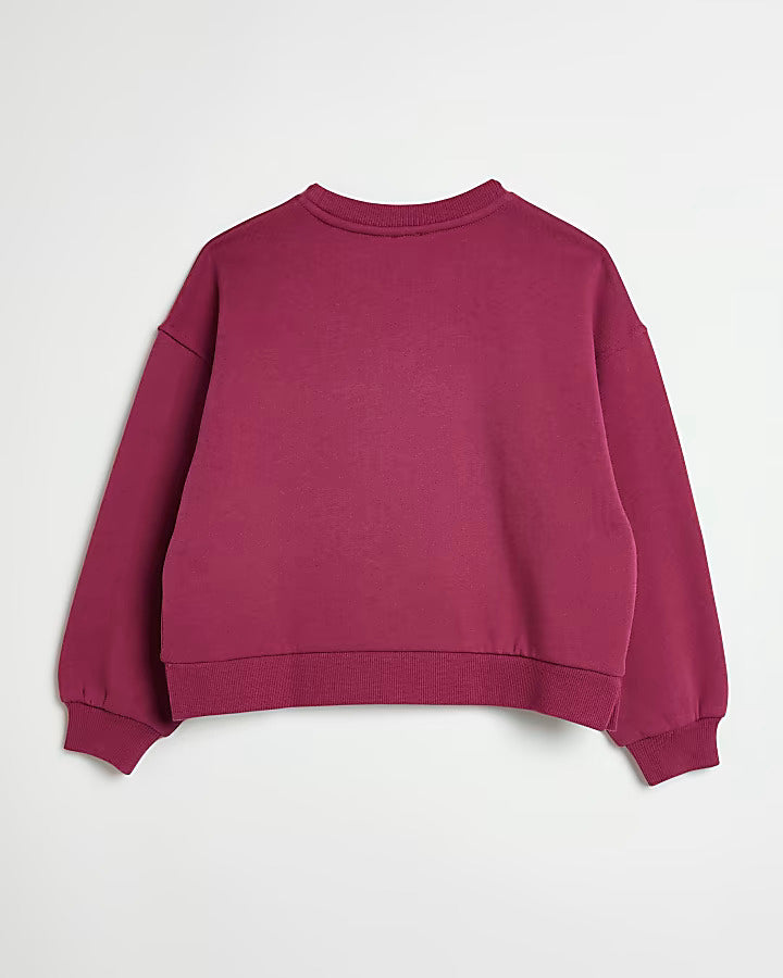 Girls red River Island embroidery sweatshirt