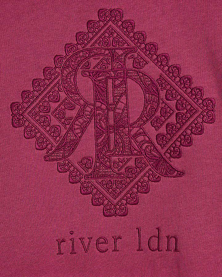 Girls red River Island embroidery sweatshirt