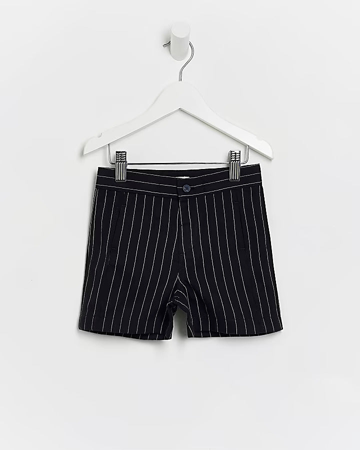 River Island Mini boys navy Maison Riviera stripe shorts