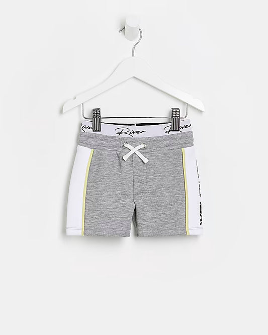 Mini boys grey River Island branded double layer shorts