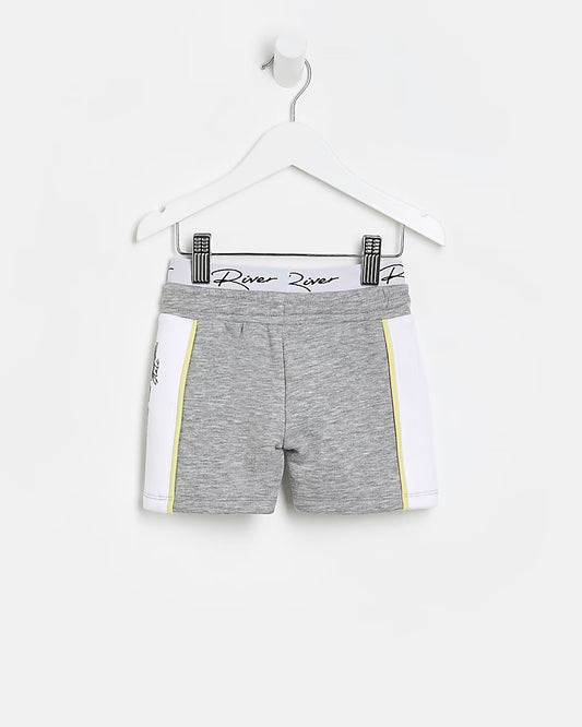 Mini boys grey River Island branded double layer shorts